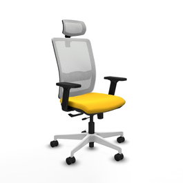 PIQUERAS Y CRESPO Silla de oficina Haches con mecanismo Sincro/Traslack, Amarillo y Blanco