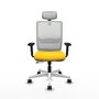 PIQUERAS Y CRESPO Silla de oficina Haches con mecanismo Sincro/Traslack, Amarillo y Blanco