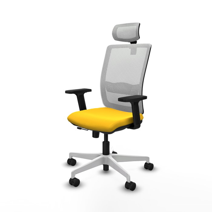 PIQUERAS Y CRESPO Silla de oficina Haches con mecanismo Sincro/Traslack, Amarillo y Blanco PIQUERAS Y CRESPO Silla de oficina Haches con mecanismo Sincro/Traslack, Amarillo y Blanco
