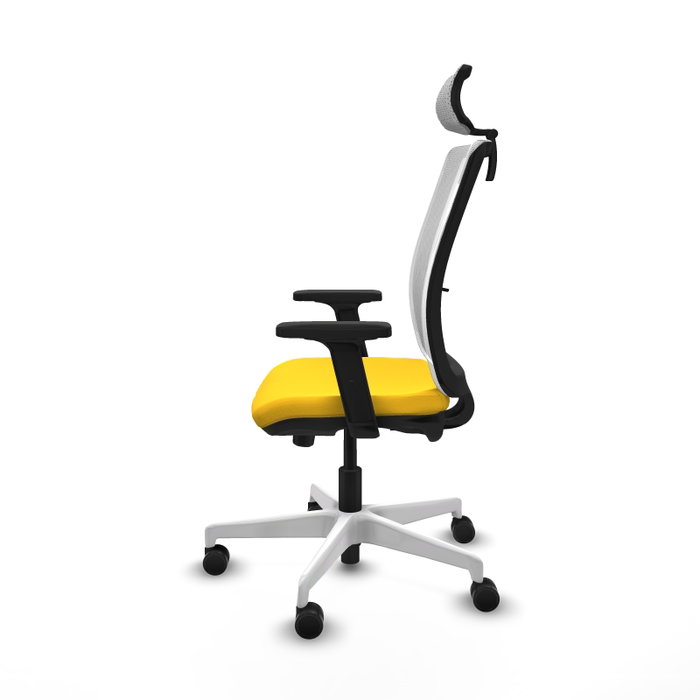PIQUERAS Y CRESPO Silla de oficina Haches con mecanismo Sincro/Traslack, Amarillo y Blanco PIQUERAS Y CRESPO Silla de oficina Haches con mecanismo Sincro/Traslack, Amarillo y Blanco