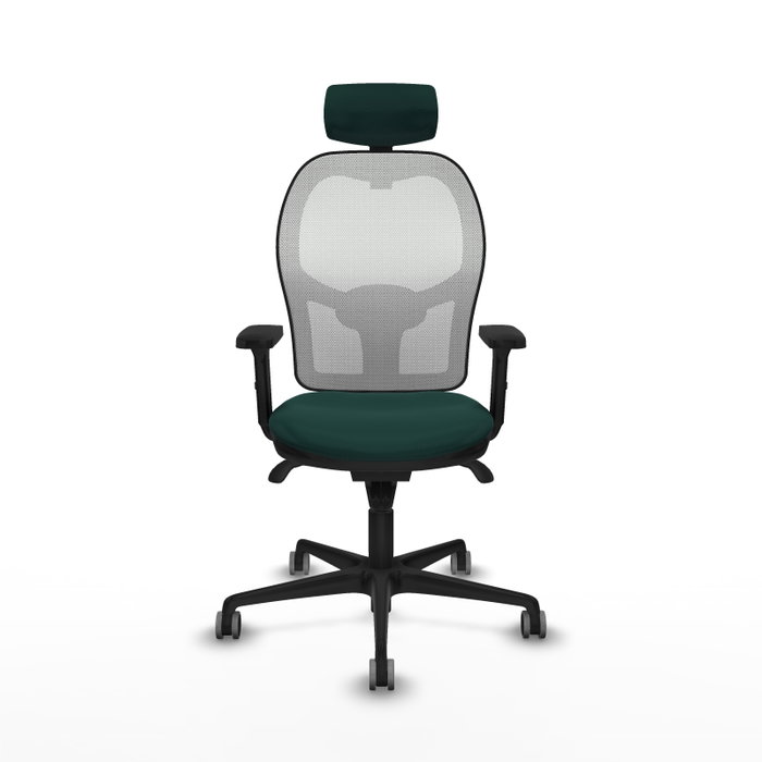 PIQUERAS Y CRESPO Silla de oficina Jorquera con mecanismo Sincro, Verde botella y Blanco