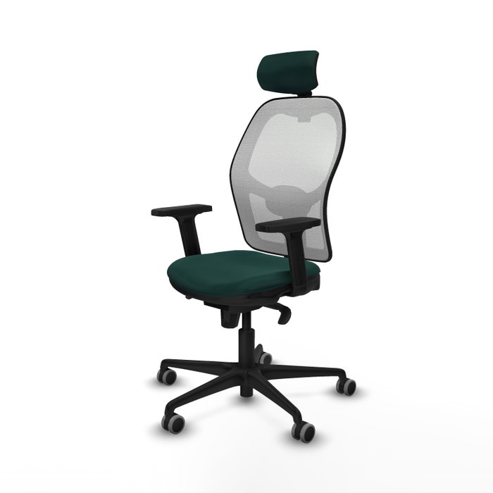 PIQUERAS Y CRESPO Silla de oficina Jorquera con mecanismo Sincro, Verde botella y Blanco