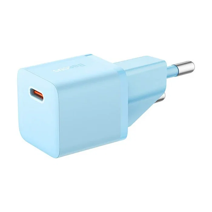 Baseus GaN5 20W Cargador USB-C de Pared Mini Azul Carga Rápida PD Universal con Protección S/C, S/V, S/I Baseus GaN5 20W Cargador USB-C de Pared Mini Azul Carga Rápida PD Universal con Protección S/C, S/V, S/I