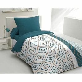 Home Linge Passion Conjunto Edredón Microfibra Ethno - Nórdico 140x200 + Funda Almohada 63x63 cm - Azul Patrón HOM3701393708302