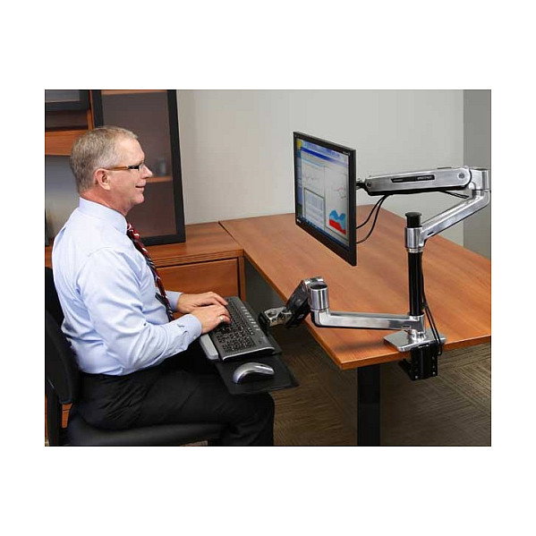 Ergotron LX HD Soporte de Monitor Sit-Stand de Escritorio con Brazo Articulado, 13.6 kg Capacidad, para Pantallas hasta 46 Pulgadas, Aluminio