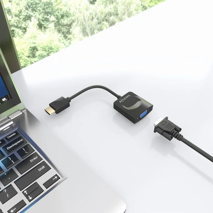 AISENS A122-0947 Adaptador HDMI a VGA (D-Sub) Macho-Hembra, 15 cm, Resolución 1080p/1600x1200, Plug and Play, HDCP 1.2
