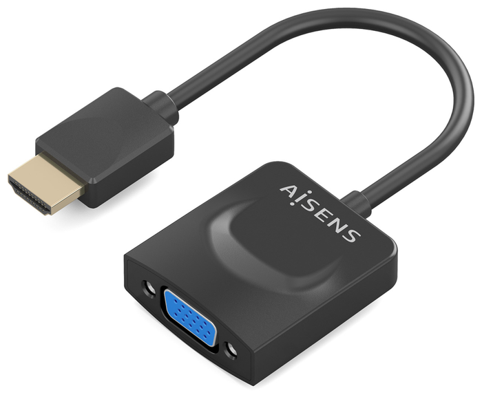 Aisens Conversor HDMI a SVGA, HDMI Macho a SVGA Hembra, Negro, 15cm