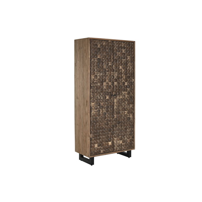 DKD Home Decor Armario de Teca Reciclada y Coco con 2 Puertas