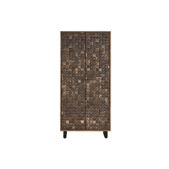 DKD Home Decor Armario de Teca Reciclada y Coco con 2 Puertas