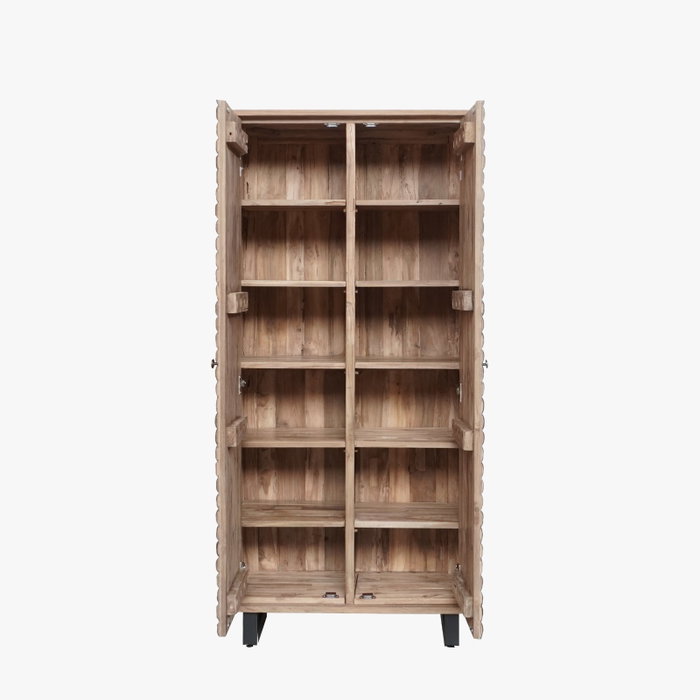 DKD Home Decor Armario Cocoshell 24 de Teca reciclada y Coco con 2 puertas, 80 x 40 x 200 cm