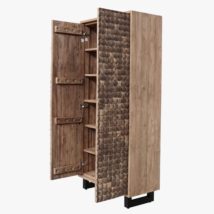 DKD Home Decor Armario Cocoshell 24 de Teca reciclada y Coco con 2 puertas, 80 x 40 x 200 cm