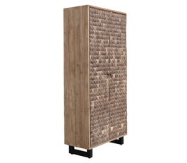 DKD Home Decor Armario Cocoshell 24 de Teca reciclada y Coco con 2 puertas, 80 x 40 x 200 cm