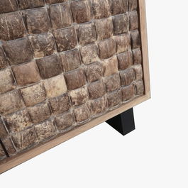 DKD Home Decor Armario Cocoshell 24 de Teca reciclada y Coco con 2 puertas, 80 x 40 x 200 cm