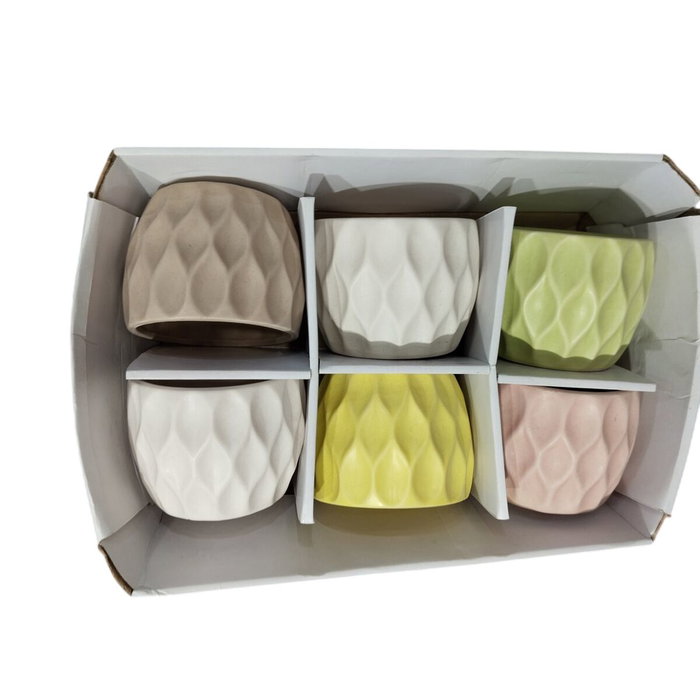 DKD Home Decor Maceta Dolomite Rombo Surtido de 6 Unidades