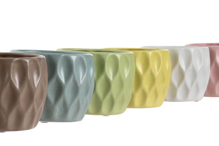 DKD Home Decor Maceta Amarillo Rosa Dolomita 12 x 10 x 12 cm (6 Unidades)