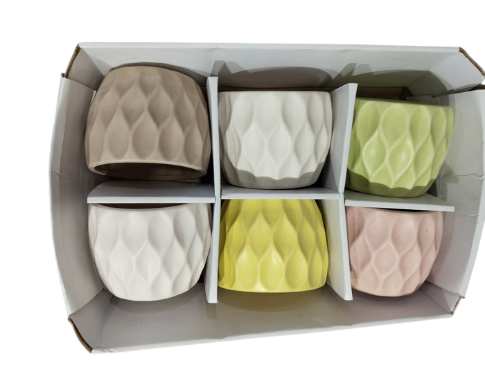 DKD Home Decor Maceta Dolomite Rombo Surtido de 6 Unidades