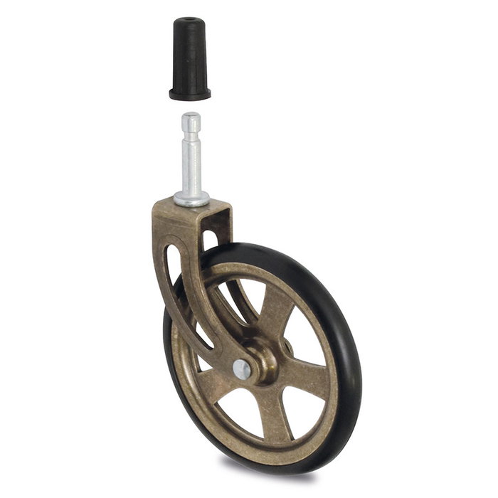 Q&Q Rueda Giratoria Camarena Aro De Goma D105 Ec Bronce Max.10Kg Con Fijacion Espiga H123 Q&Q Rueda Giratoria Camarena Aro De Goma D105 Ec Bronce Max.10Kg Con Fijacion Espiga H123