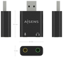 Aisens Conversor USB-A a Audio 48KHz con 2x Jack 3.5mm Negro