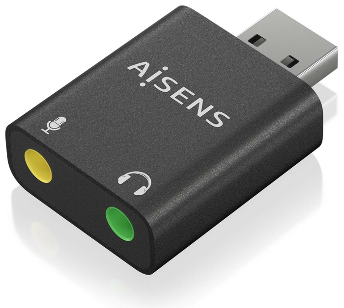 Aisens Conversor USB-A a Audio 48KHz con 2x Jack 3.5mm Negro
