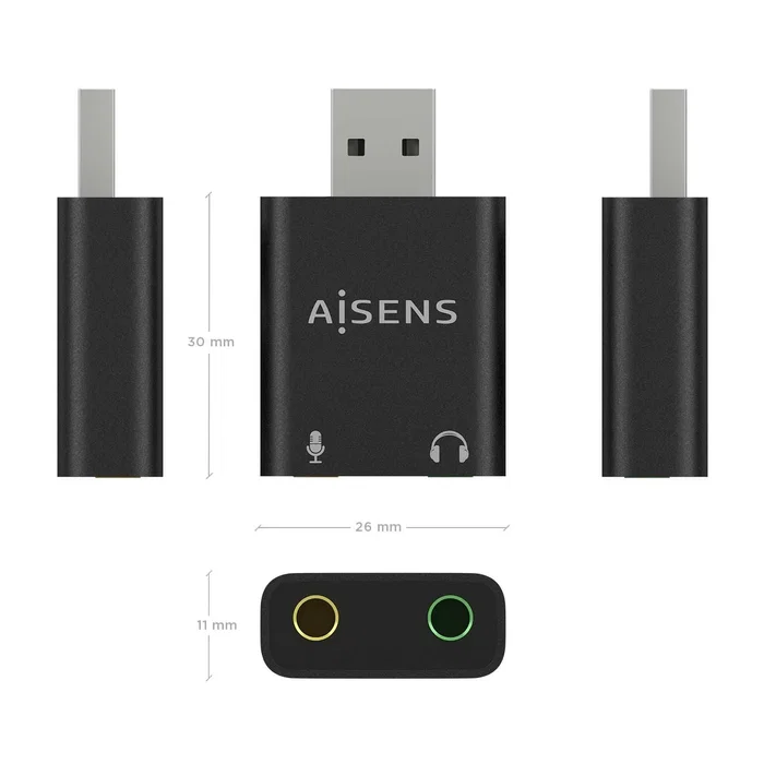 Aisens A106-0768 Conversor USB-A a Audio con 2x Jack 3.5 mm