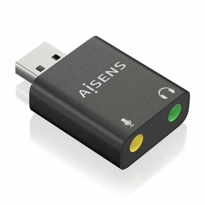 Aisens Conversor USB-A a Audio 48KHz con 2x Jack 3.5mm Negro