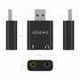 Aisens Conversor USB-A a Audio 48KHz con 2x Jack 3.5mm Negro