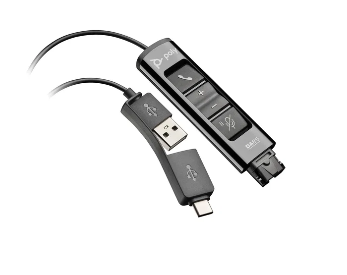 Poly DA85 Adaptador USB a QD (USB-A y USB-C) Negro Poly DA85 Adaptador USB a QD (USB-A y USB-C) Negro