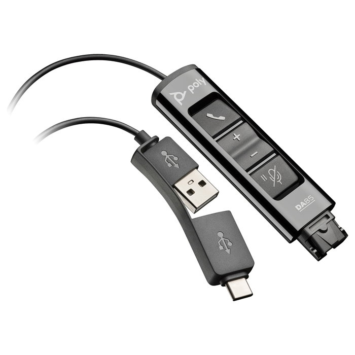 Poly DA85 Adaptador USB a QD (USB-A y USB-C) Negro Poly DA85 Adaptador USB a QD (USB-A y USB-C) Negro