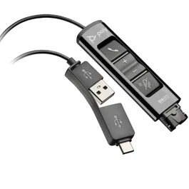 Poly Adaptador Digital DA85 USB-A y USB-C a QD (QD Macho/USB Macho/USB Tipo-C Macho) 786C7AA, Compatible con TAA, para Auriculares Poly y Llamadas