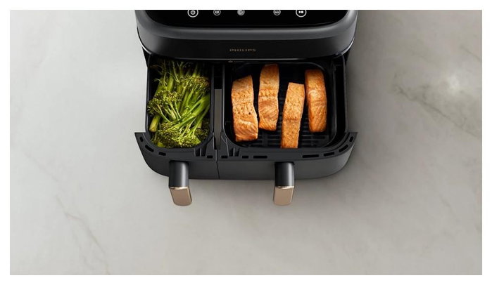 Philips Airfryer NA352/00 Series 3000 con cesta dual de 9L, negro y cobre