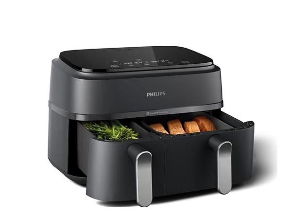 Philips Airfryer NA352/00 Series 3000 con cesta dual de 9L, negro y cobre