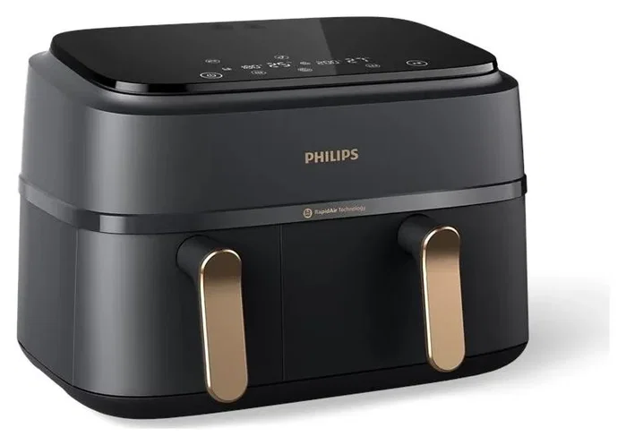 Philips Airfryer NA352/00 Series 3000 con cesta dual de 9L, negro y cobre