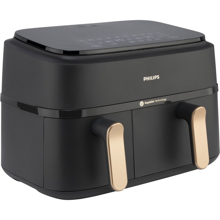 Philips Airfryer NA352/00 Series 3000 con cesta dual de 9L, negro y cobre
