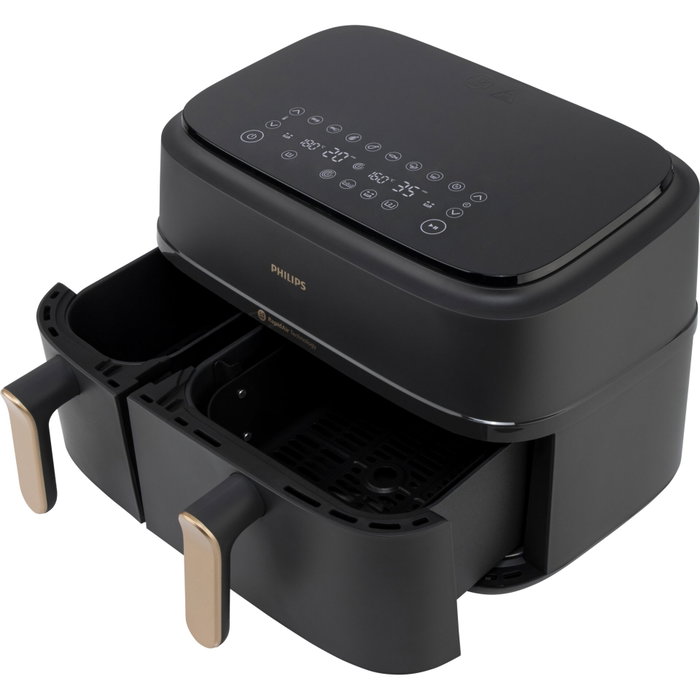 Philips Airfryer NA352/00 Series 3000 con cesta dual de 9L, negro y cobre