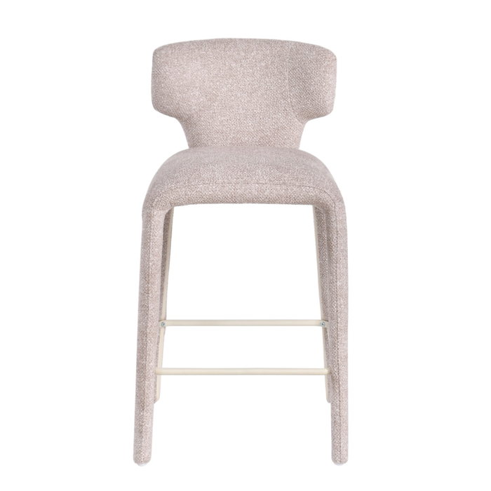 DKD Home Decor Taburete Urban Beige con Estructura de Metal y Poliéster 53 x 91.5 x 49 cm - Pack de 2 Unidades