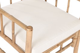DKD Home Decor Sillón Exterior Terraza Jardín Ratán Bambú Marrón Crudo 70 x 80 x 70 cm, Cojín Desenfundable