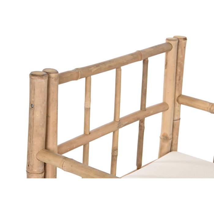 DKD Home Decor Sillón de Bambú con Cojín Desenfundable Marrón y Crudo