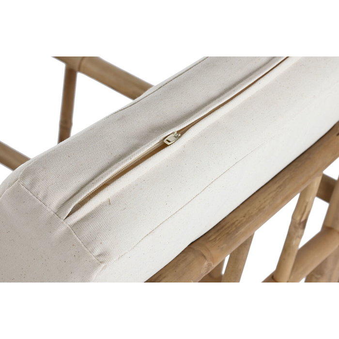 DKD Home Decor Sillón de Bambú con Cojín Desenfundable Marrón y Crudo