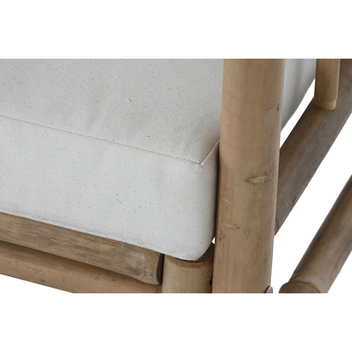DKD Home Decor Sillón de Bambú con Cojín Desenfundable Marrón y Crudo