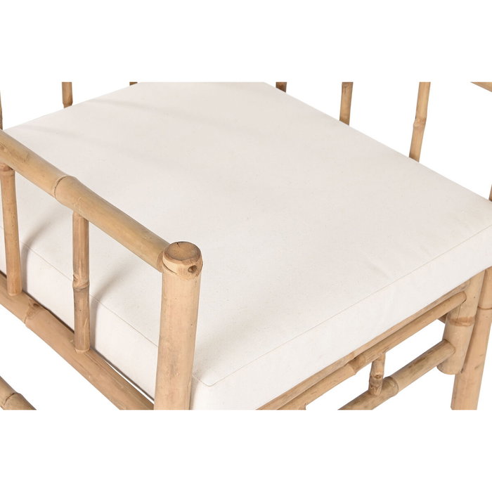 DKD Home Decor Sillón de Bambú con Cojín Desenfundable Marrón y Crudo