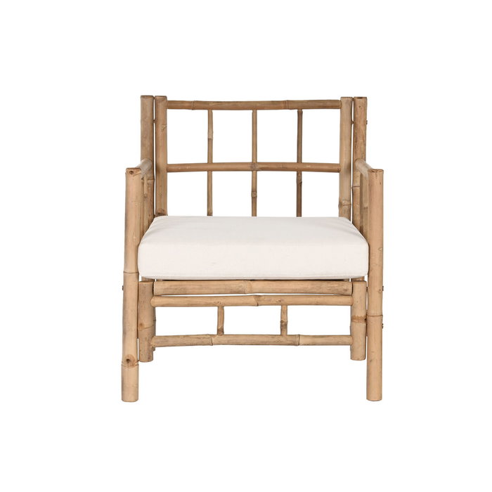 DKD Home Decor Sillón de Bambú con Cojín Desenfundable Marrón y Crudo