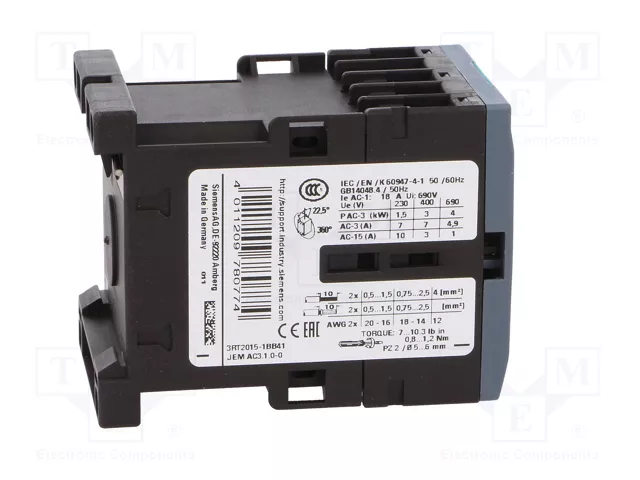 SIEMENS 3RT2015-1BB41 Contactor 3-polar 7A 24VDC SIEMENS 3RT2015-1BB41 Contactor 3-polar 7A 24VDC