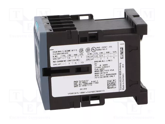 SIEMENS 3RT2015-1BB41 Contactor 3-polar 7A 24VDC SIEMENS 3RT2015-1BB41 Contactor 3-polar 7A 24VDC