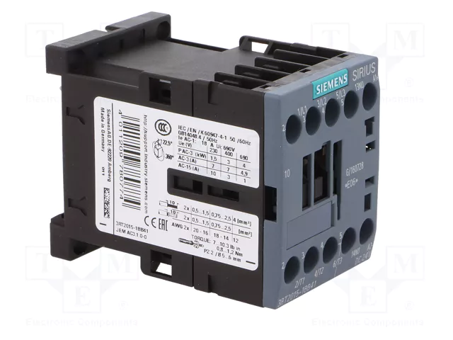 SIEMENS 3RT2015-1BB41 Contactor 3-polar 7A 24VDC SIEMENS 3RT2015-1BB41 Contactor 3-polar 7A 24VDC