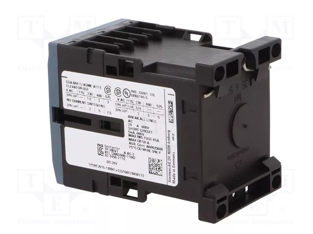 SIEMENS 3RT2015-1BB41 Contactor 3-polar 7A 24VDC SIEMENS 3RT2015-1BB41 Contactor 3-polar 7A 24VDC