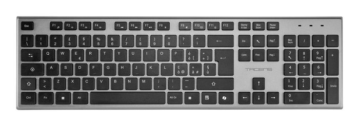 Tacens ZENITHIT Combo Inalámbrico 3 en 1 Kit Teclado Completo QWERTY Italiano + Ratón 3200 DPI + Alfombrilla con SmartKey Copilot AI - 2.4GHz, Gris