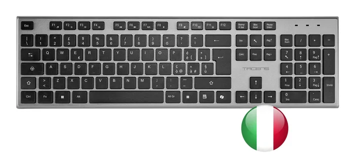 Tacens ZENITHIT Combo Inalámbrico 3 en 1 Kit Teclado Completo QWERTY Italiano + Ratón 3200 DPI + Alfombrilla con SmartKey Copilot AI - 2.4GHz, Gris
