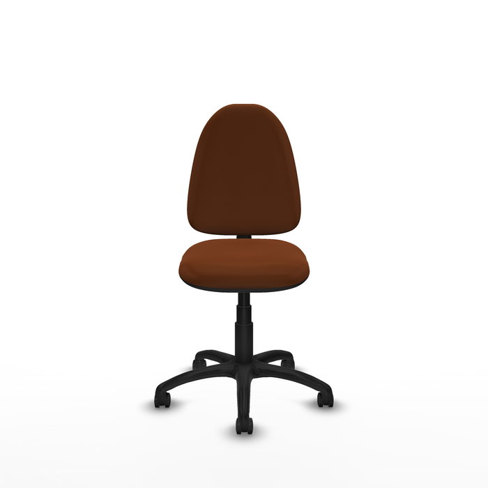 Silla de oficina Aýna con mecanismo Contacto permanente básico tapizada con Similpiel color Marrón. Equipada con Base poliamida negra, Sin brazos y Ruedas de parqué Silla de oficina Aýna con mecanismo Contacto permanente básico tapizada con Similpiel color Marrón. Equipada con Base poliamida negra, Sin brazos y Ruedas de parqué