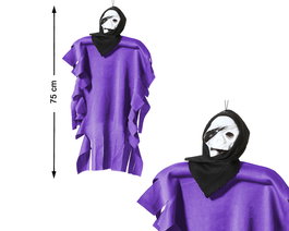 Disfraz de Muerto con Capa Morada y Máscara de Calavera para Halloween y Fiestas de Terror