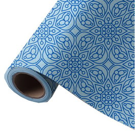 WONDER WRAPPER Papel de Regalo Mandala Azul Bobina de Caña de Azúcar 31 cm x 85 m